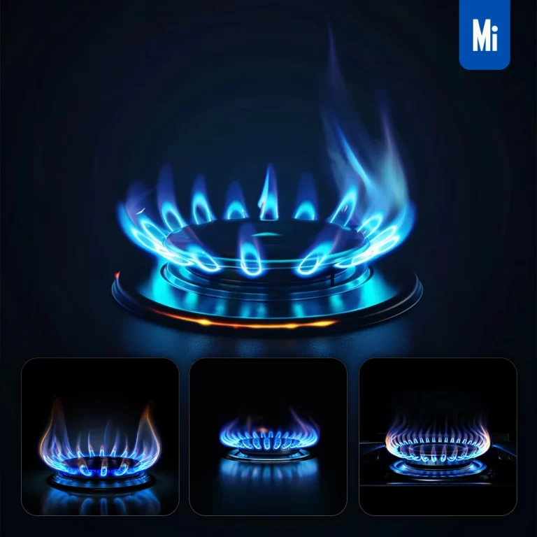 midjourney prompt blue flame gas stove ring photography