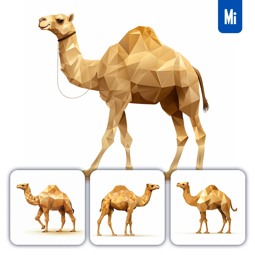 Midjourney Prompt Camel Geometric Figure Grey Triangle Vector Logo Illustration