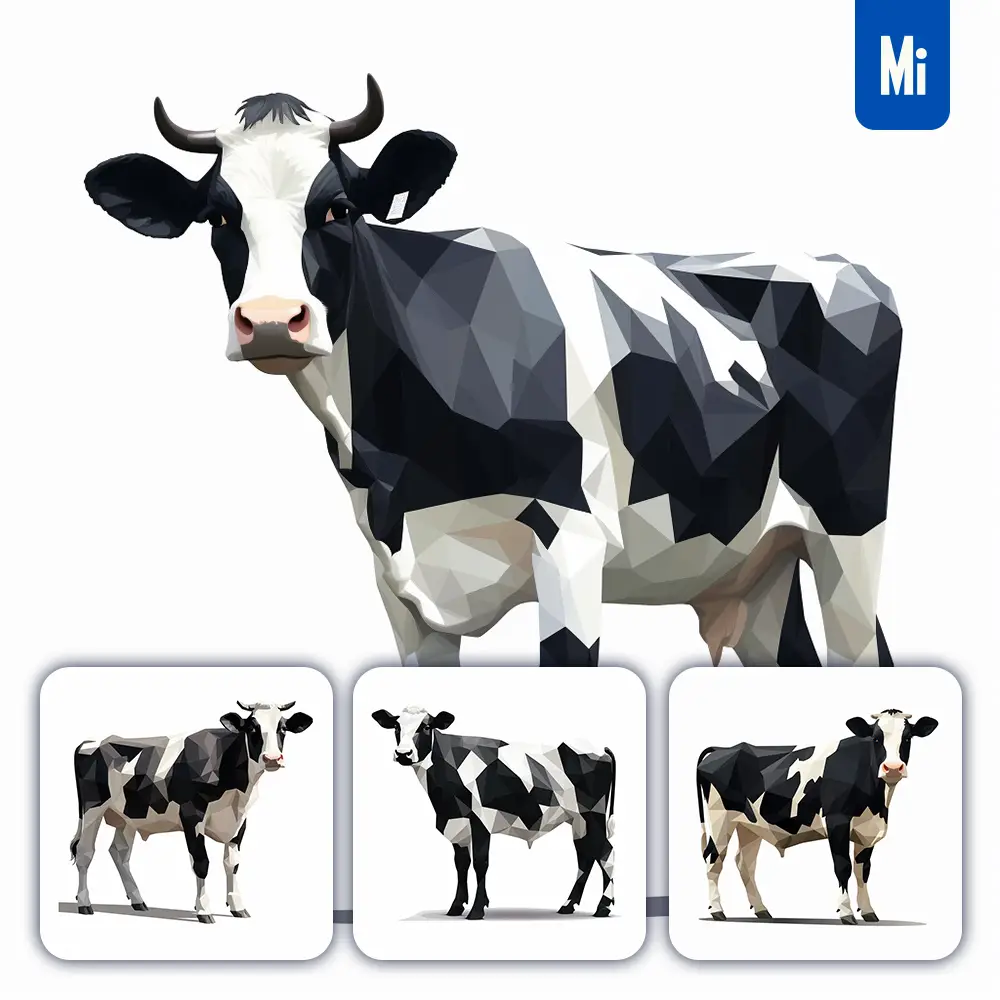 Midjourney Prompt Cow Geometric Figure Black White Triangle Vector Logo Illustration