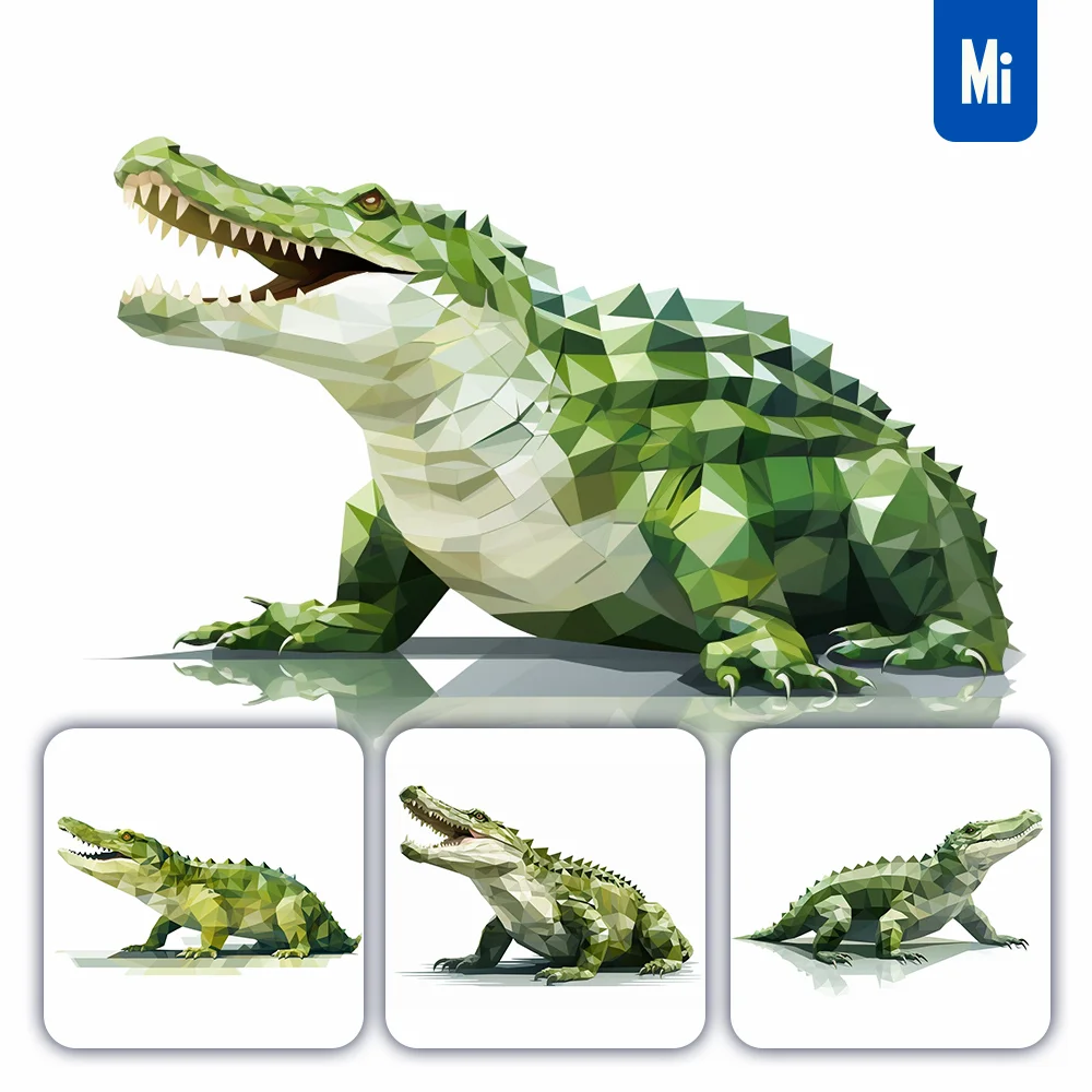 Midjourney Prompt Crocodile Alligator Geometric Figure Grey Triangle Vector Logo Illustration