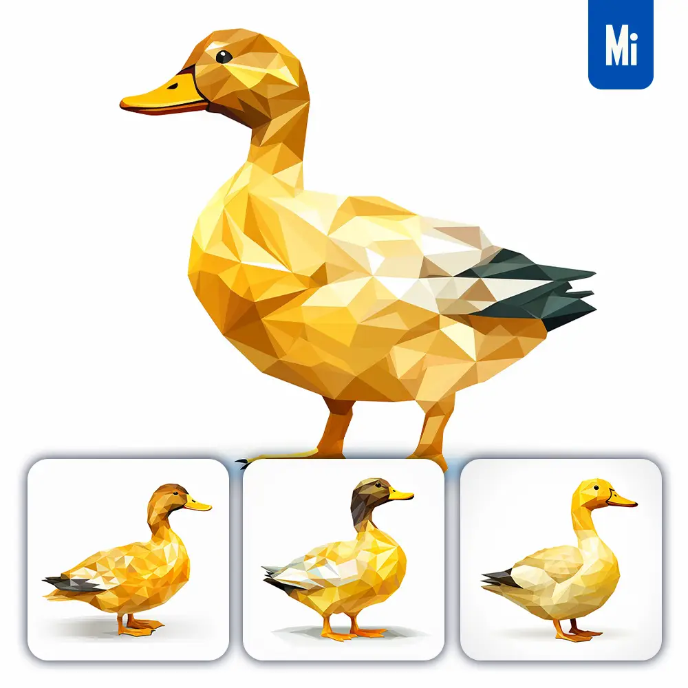 Midjourney Prompt Duck Geometric Figure Yellow Triangle Vector Logo Illustration