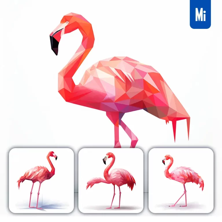 midjourney prompt flamingo geometric figure pink triangle vector logo illustration