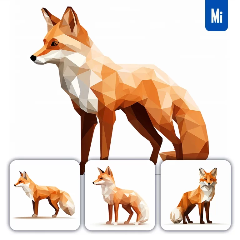 midjourney prompt fox geometric figure orange triangle vector logo illustration