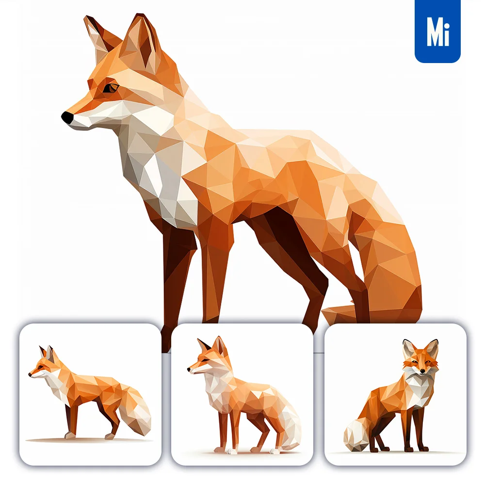 Midjourney Prompt Fox Geometric Figure Orange Triangle Vector Logo Illustration
