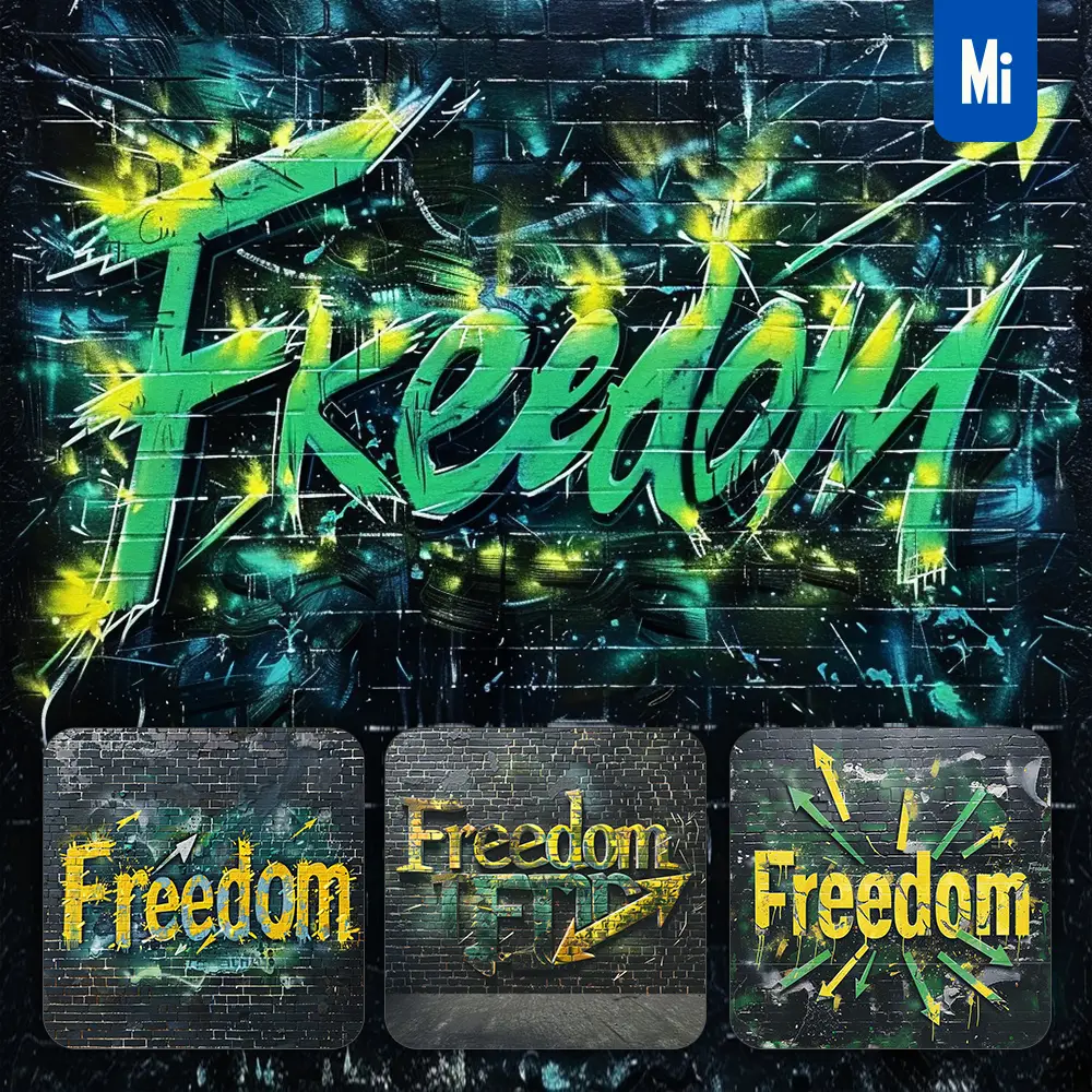 Midjourney Prompt Freedom Font Type Graffiti Wall Word Painting Typography Art