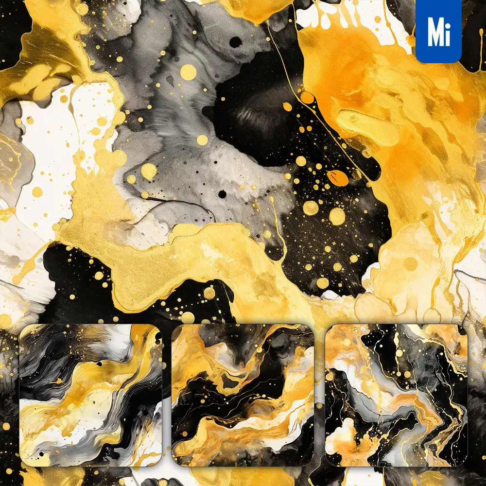 Midjourney Prompt Gold Black Color Watercolor Painting Colorful Pattern Background Wallpaper