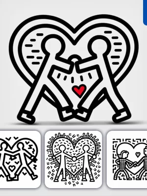 Midjourney Prompt Heart People Man Line Illustration Black And White Drawing