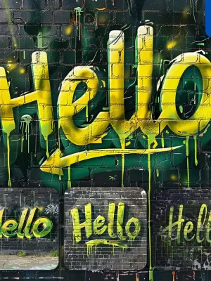 Midjourney Prompt Hello Font Type Graffiti Wall Word Painting Typography Art