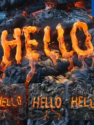 Midjourney Prompt Hello Lava Font Type Rock Flowing Word