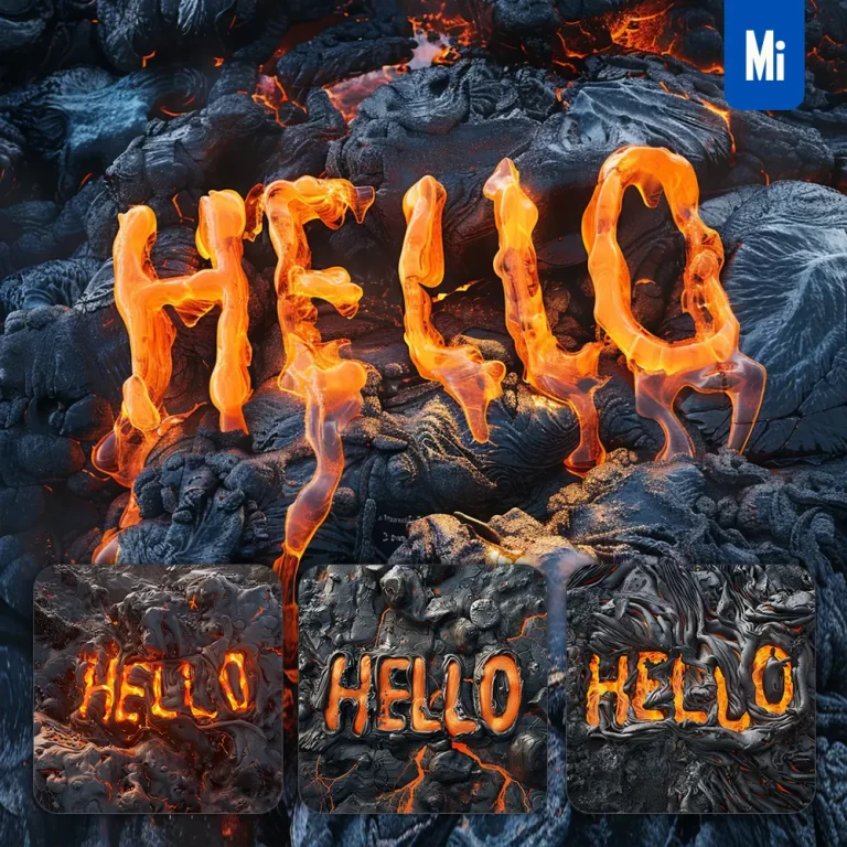 midjourney prompt hello lava font type rock flowing word