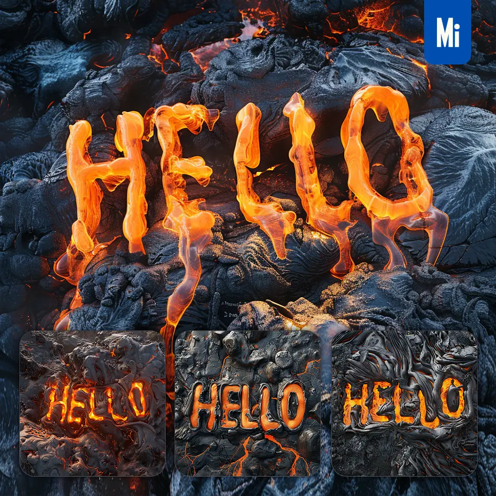 Midjourney Prompt Hello Lava Font Type Rock Flowing Word