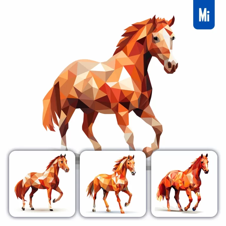 midjourney prompt horse geometric figure red triangle vector logo illustration