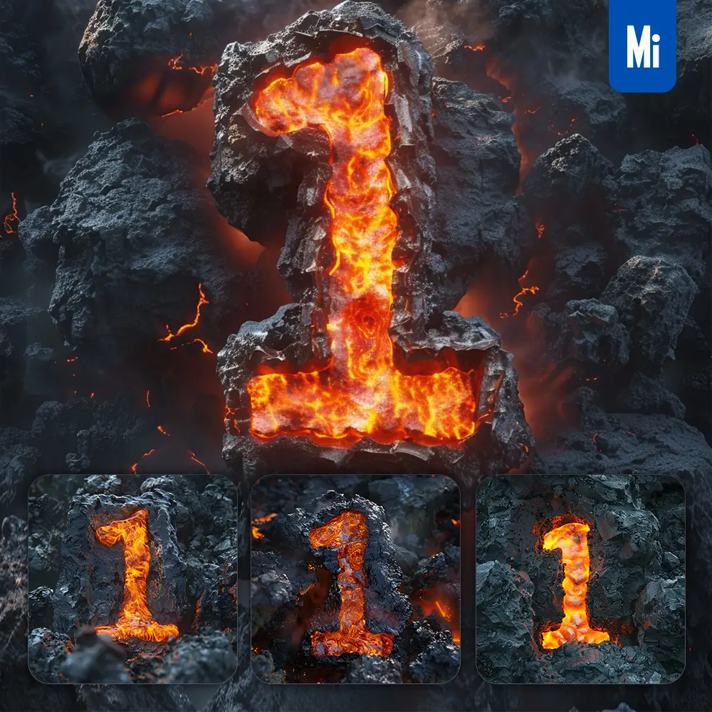Midjourney Prompt Number 1 Lava Font Type Rock Flowing