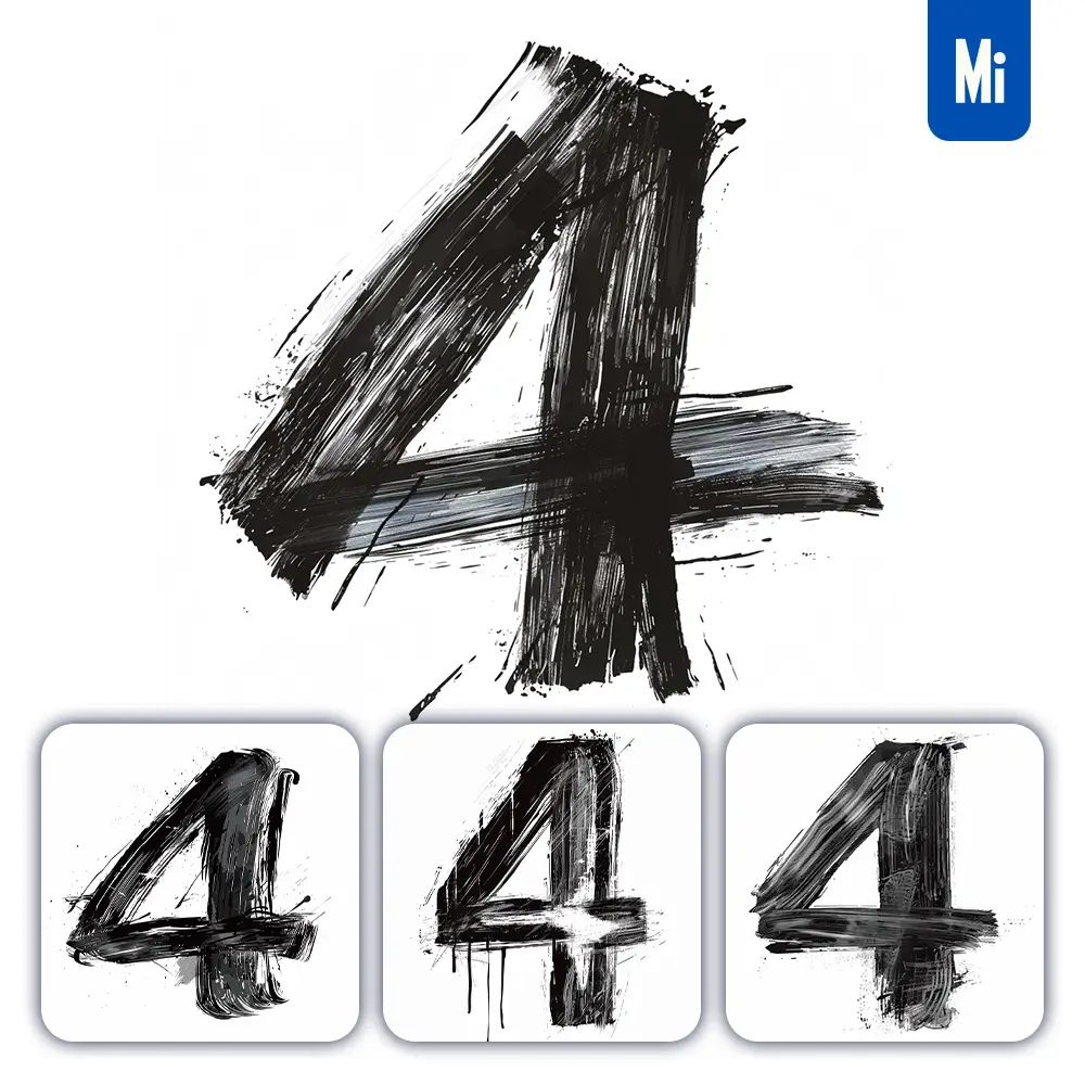 Midjourney Prompt Number 4 Brush Ink Black And White Letter Font Stroke Art