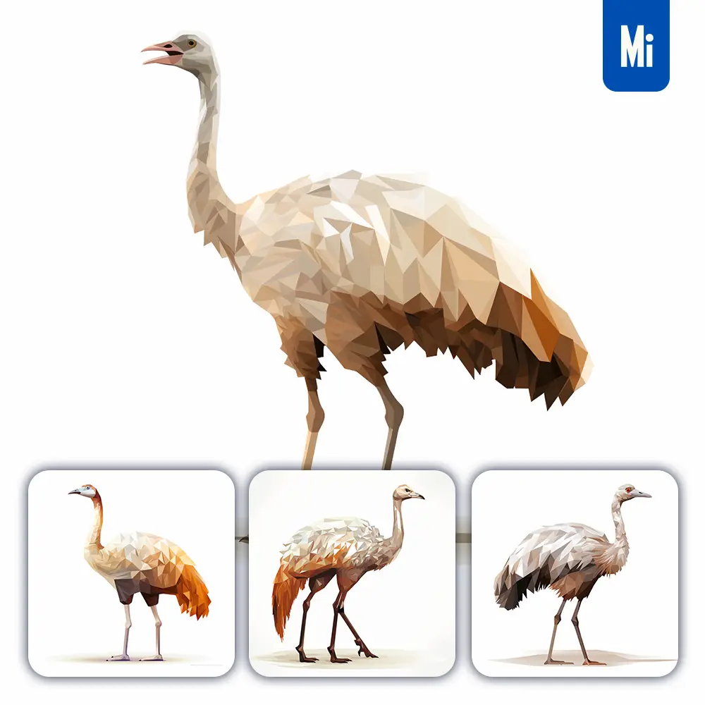 Midjourney Prompt Ostrich Geometric Figure Brown Triangle Vector Logo Illustration