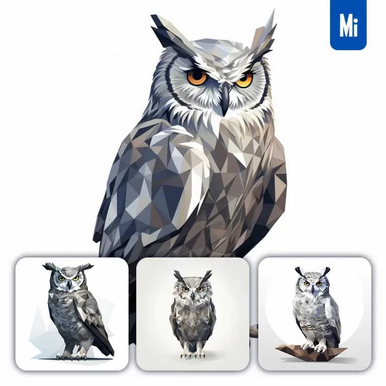 midjourney prompt owl geometric figure grey triangle vector logo illustration