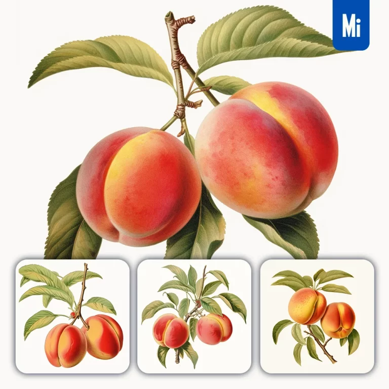 midjourney prompt peach leaf leaves branch vintage illustration painting drawing