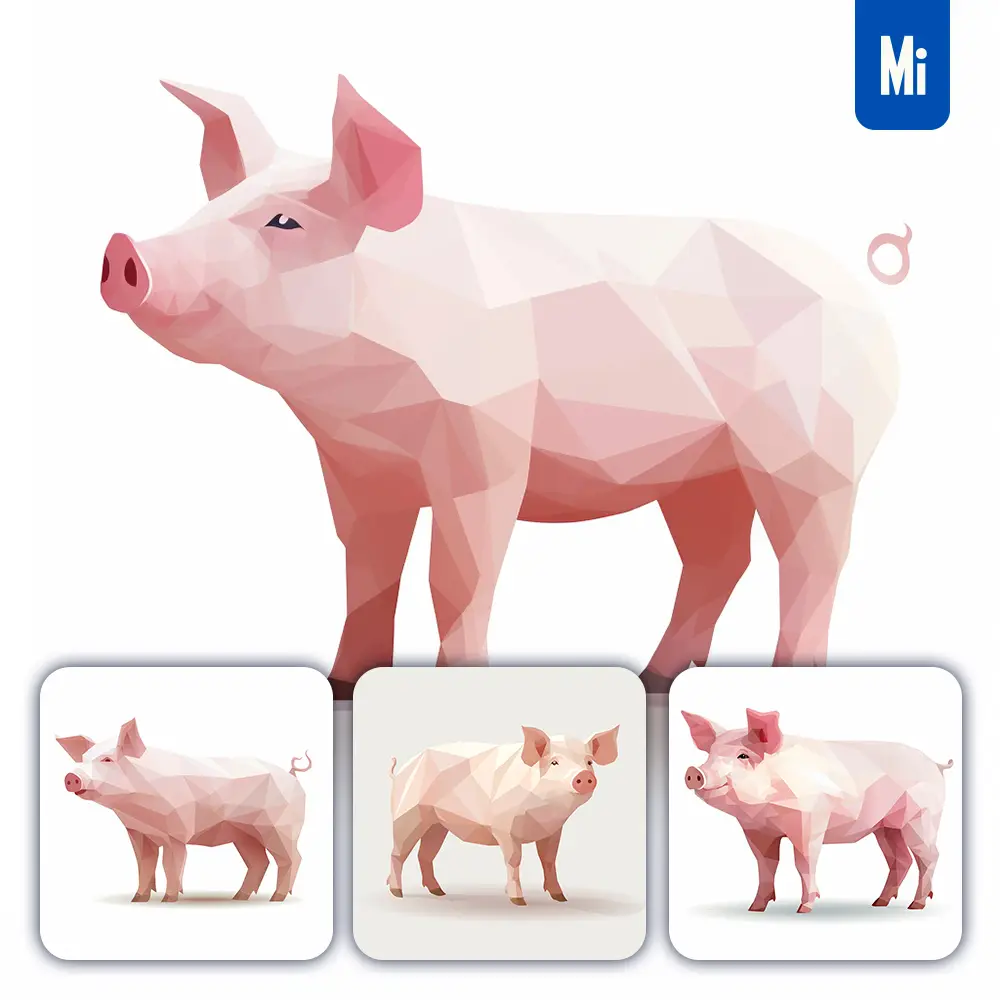 Midjourney Prompt Pig Geometric Figure Pink Triangle Vector Logo Illustration