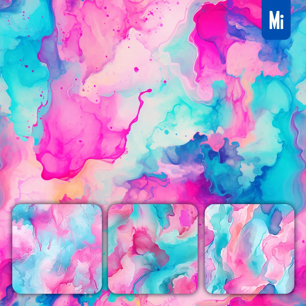 Midjourney Prompt Pink Cyan Color Watercolor Painting Colorful Pattern