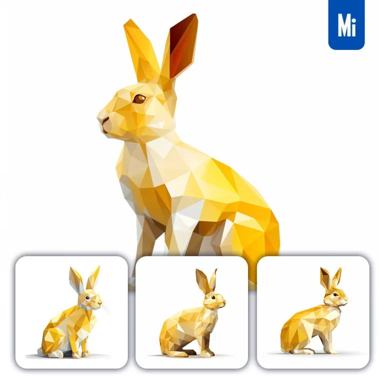 midjourney prompt rabbit hare geometric figure yellow triangle vector logo illustration