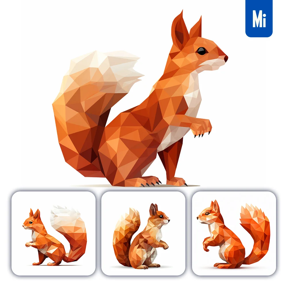 Midjourney Prompt Squirrel Geometric Figure Grey Triangle Vector Logo Illustration