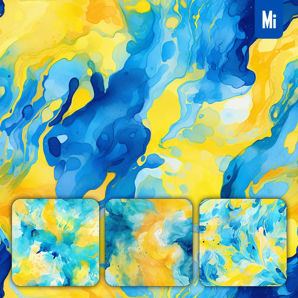 Midjourney Prompt Yellow Blue Color Watercolor Painting Colorful Pattern Background Wallpaper