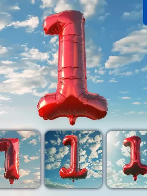 Midjourney Prompt 1 Number Red Balloon Sky Cloud 3d