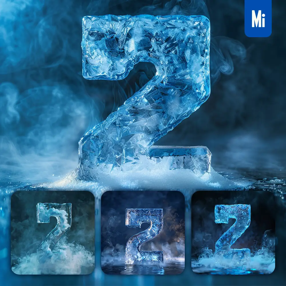 Midjourney Prompt 2 Number Cold Ice Block Text Word Freeze 3d