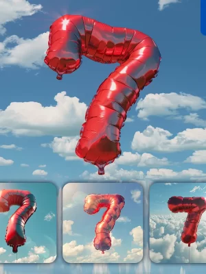 Midjourney Prompt 7 Number Red Balloon Sky Cloud 3d