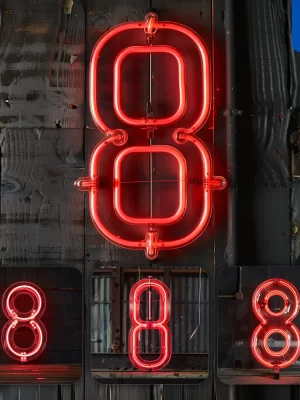 Midjourney Prompt 8 Number Red Led Neon Light Word Text