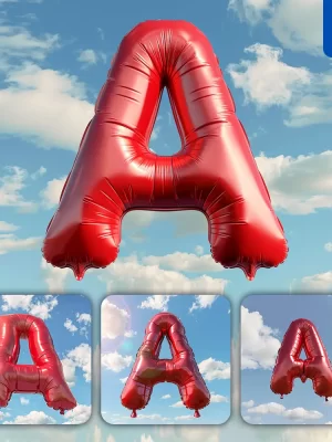 Midjourney Prompt A Letter Red Balloon Sky Cloud 3d