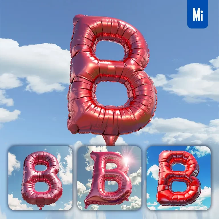 midjourney prompt B letter red balloon sky cloud 3D