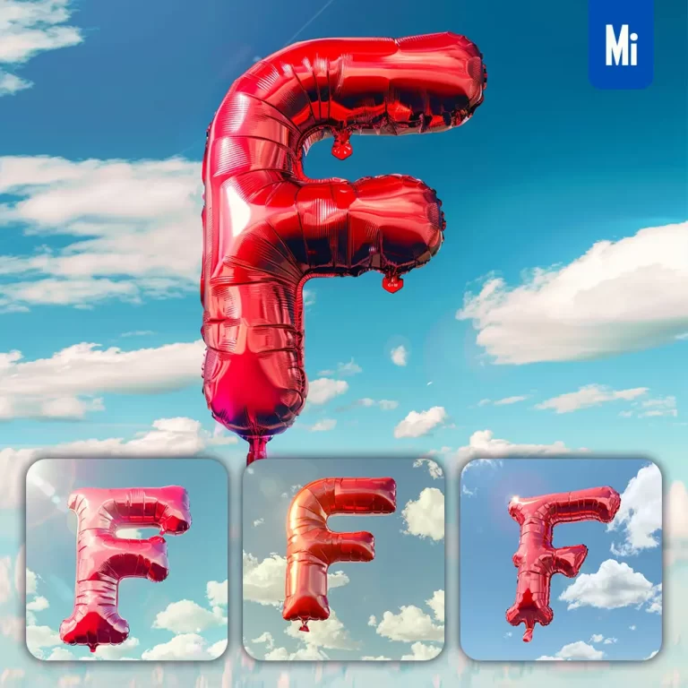 midjourney prompt F letter red balloon sky cloud 3D
