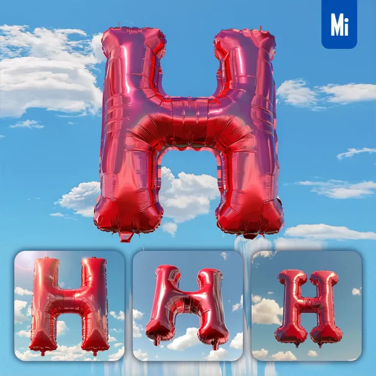 midjourney prompt H letter red balloon sky cloud 3D
