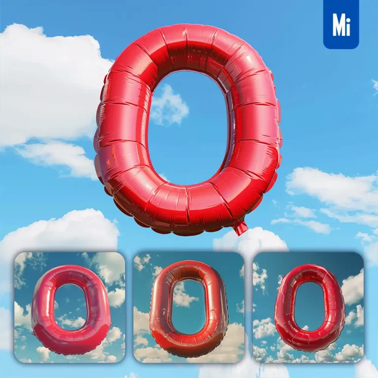 midjourney prompt O letter red balloon sky cloud 3D