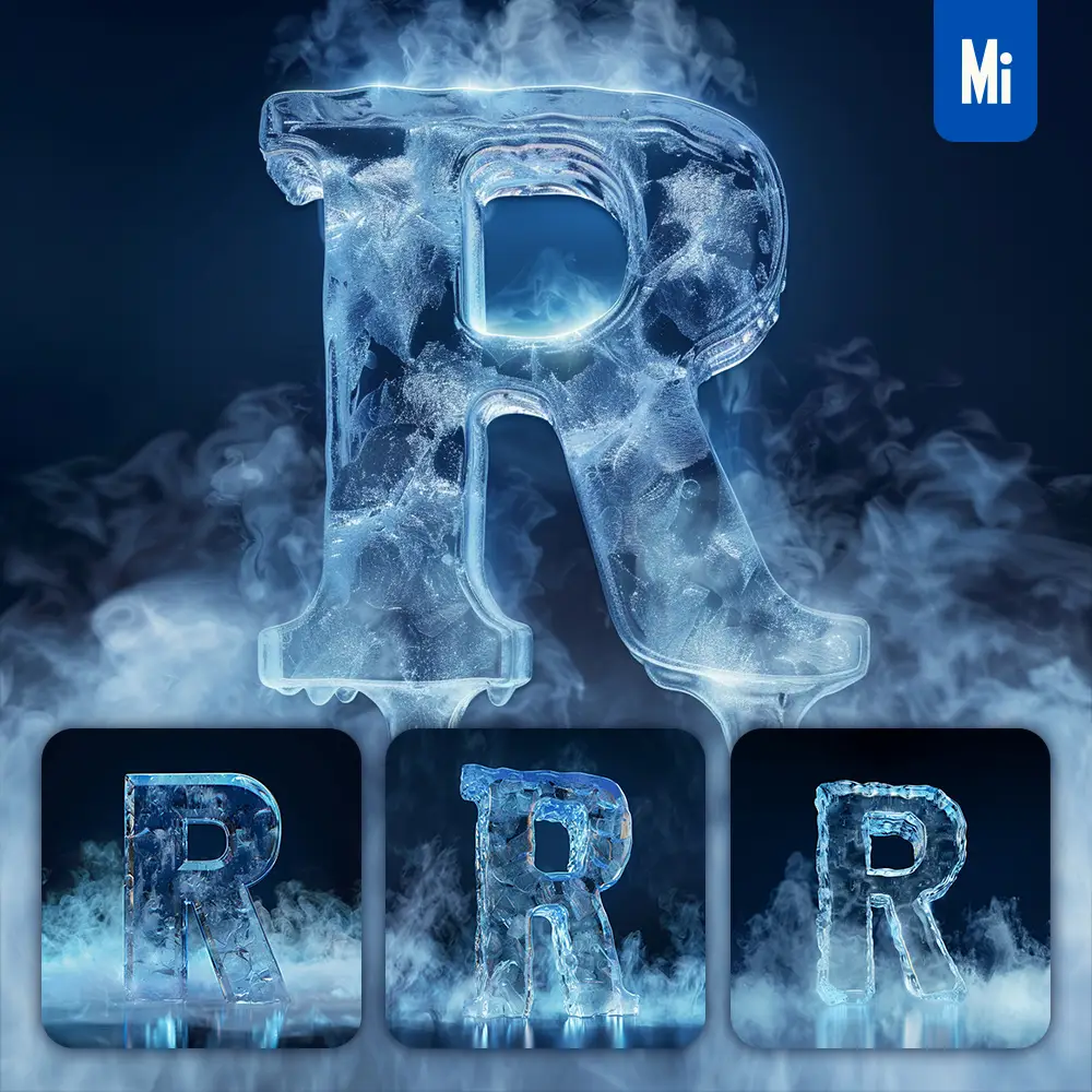 Midjourney Prompt R Letter Cold Ice Block Text Word Freeze 3d