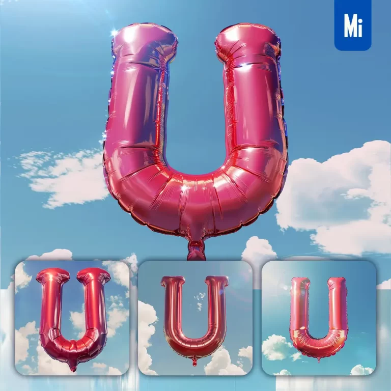 midjourney prompt U letter red balloon sky cloud 3D