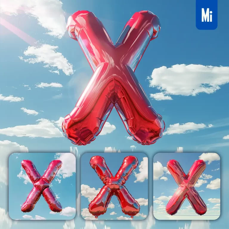 midjourney prompt X letter red balloon sky cloud 3D