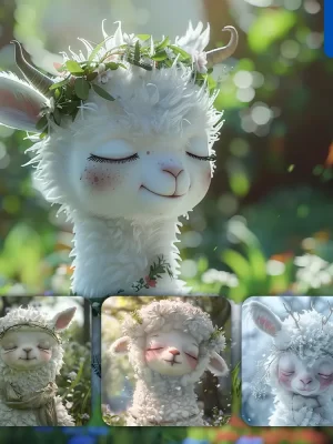 Midjourney Prompt Alpaca Baby Sleep Cute Cartoon Animation 3d