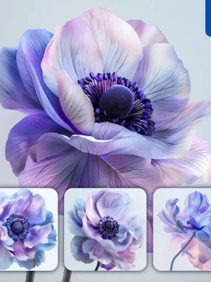 Midjourney Prompt Anemone Blue Violet Purple Flower Photography