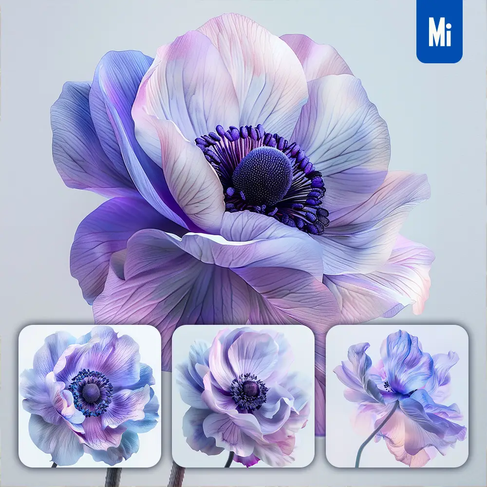 Midjourney Prompt Anemone Blue Violet Purple Flower Photography