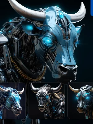 Midjourney Prompt Bull Head Robot Anatomy Technology Science Fiction 3d