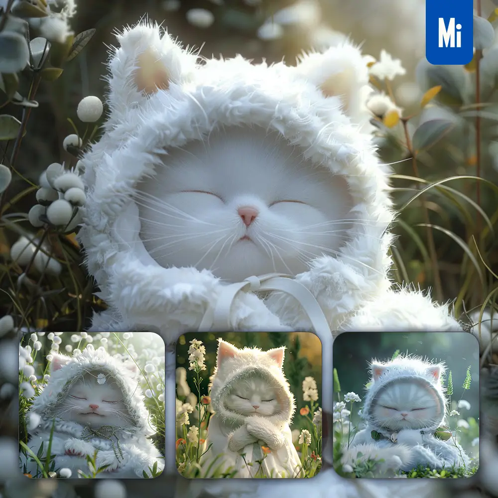 Midjourney Prompt Cat Baby Sleep Cute Cartoon Animation 3d