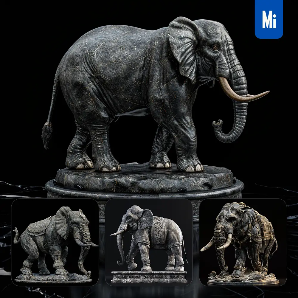 Midjourney Prompt Elephant Statue Sculpture Stance 3d Art