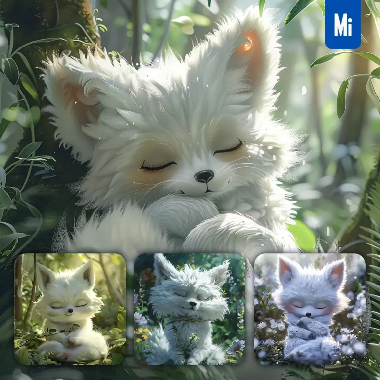 midjourney prompt fox baby sleep cute cartoon animation 3D