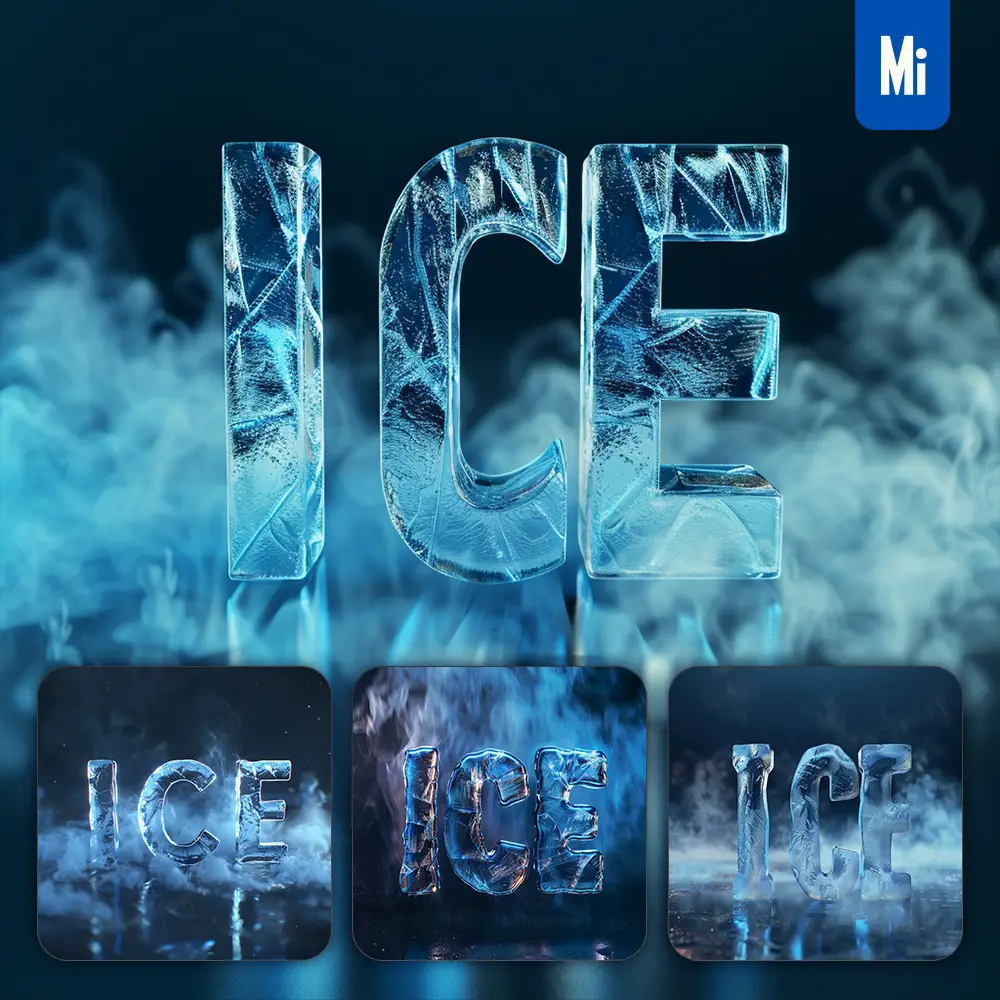 Midjourney Prompt Ice Block Text Word Freeze 3d Cold