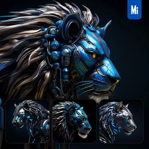 Midjourney Prompt Lion Head Robot Anatomy Technology Science Fiction 3d