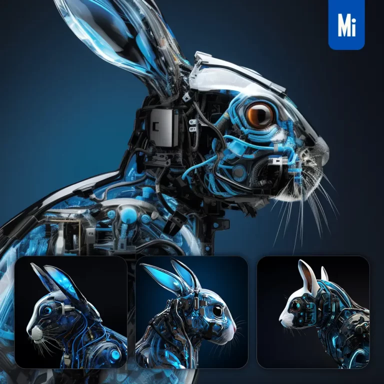 midjourney prompt rabbit head robot anatomy technology science fiction 3D
