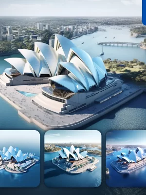 Midjourney Prompt Australia Sydney Opera House City Blue Scene 3d Model