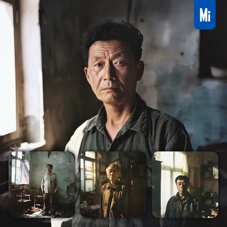 midjourney prompt Chinese man American light sunshine room portrait photography